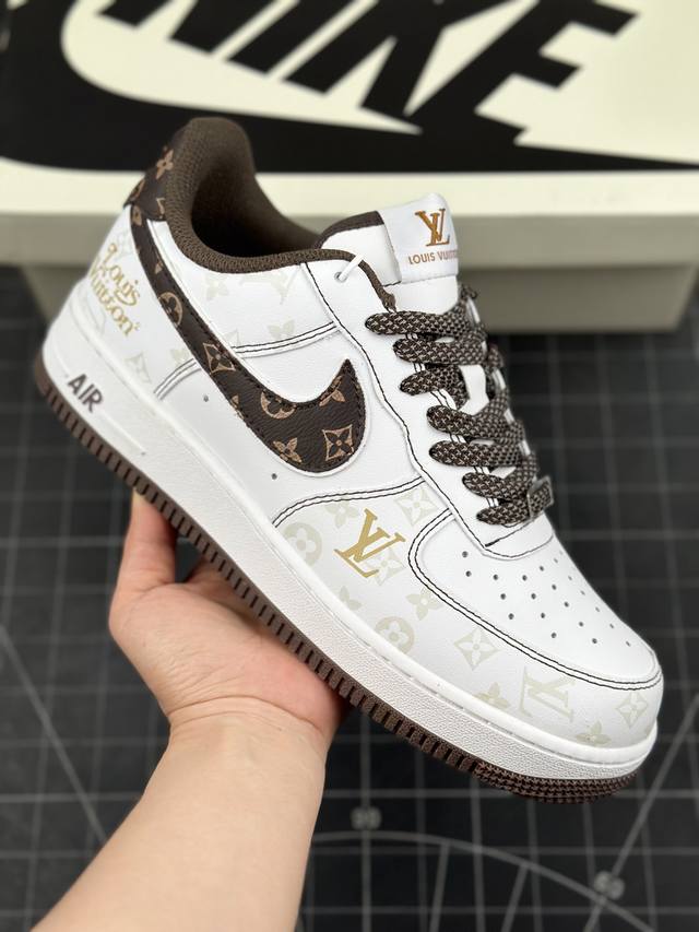 核心私 公司级nike Air Force 1 ‘07 Low “Lv联名棕 暗夜精灵”空军一号 低帮 运动休闲鞋 折边针车 工艺难度大 原楦头原纸板 原装鞋盒