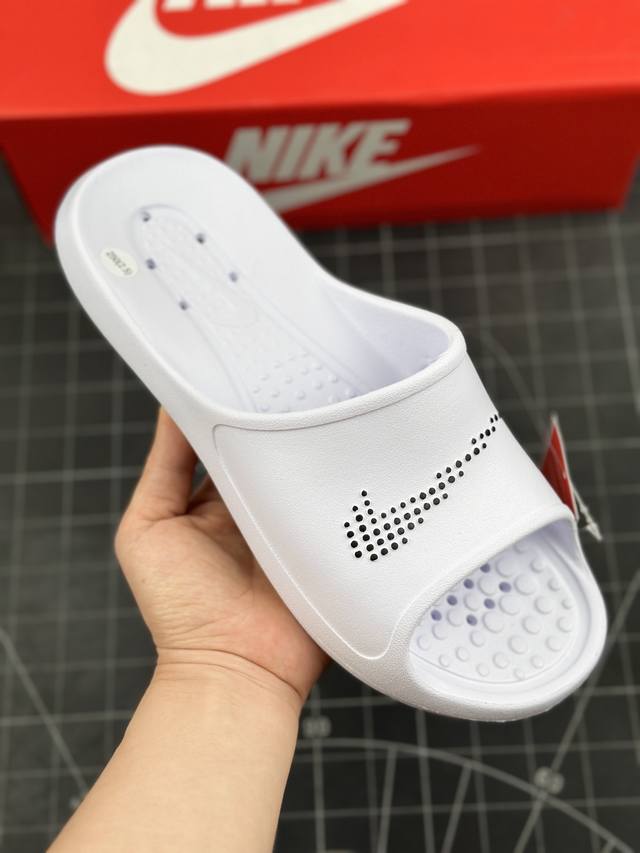 核心私 全新耐克nike Victori One Shower Slide 维多利涉水系列夏季沙滩运动防滑一字潮流拖鞋“黑白钩子” 男鞋半码制#采用原数据开发人