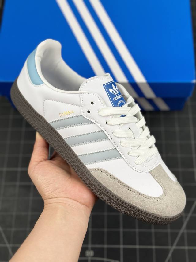 核心私 阿迪达斯 三叶草adidas Originals Samba Og White Peach Pink Gum 桑巴舞系列绅士德训足球风百搭低帮休闲运动板