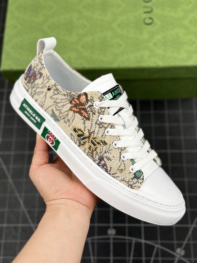 核心私 Gucci 轻奢单品 广东品质原厂 高奢古驰gucci Screener Gg High-Top Sneaker休闲潮鞋系列 意大利进口超软小牛皮+刺绣