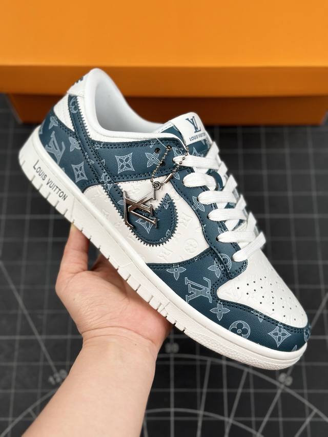 核心私 公司级 Nike Sb Dunk Low Retro “Lv联名 深蓝印花” 周年高端定制 低帮休闲板鞋 定制鞋盒 大厂纯原品质出货 超高清洁度 皮料切