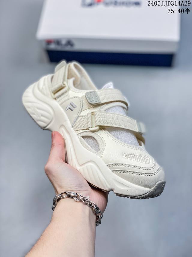 Fila 斐乐 Fluid Sandal 休闲运动凉鞋t12W32 1Fwb 夏季室内户外潮流时尚舒适百搭魔术贴厚底 码数：35 35.5 36 36.5 37