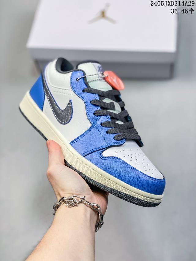 乔丹air Jordan 1 Low Aj1 乔1 蓝白黑低帮复古文化休闲运动篮球鞋 货号：Fv8439 104 码数：36 36.5 37.5 38 38.5