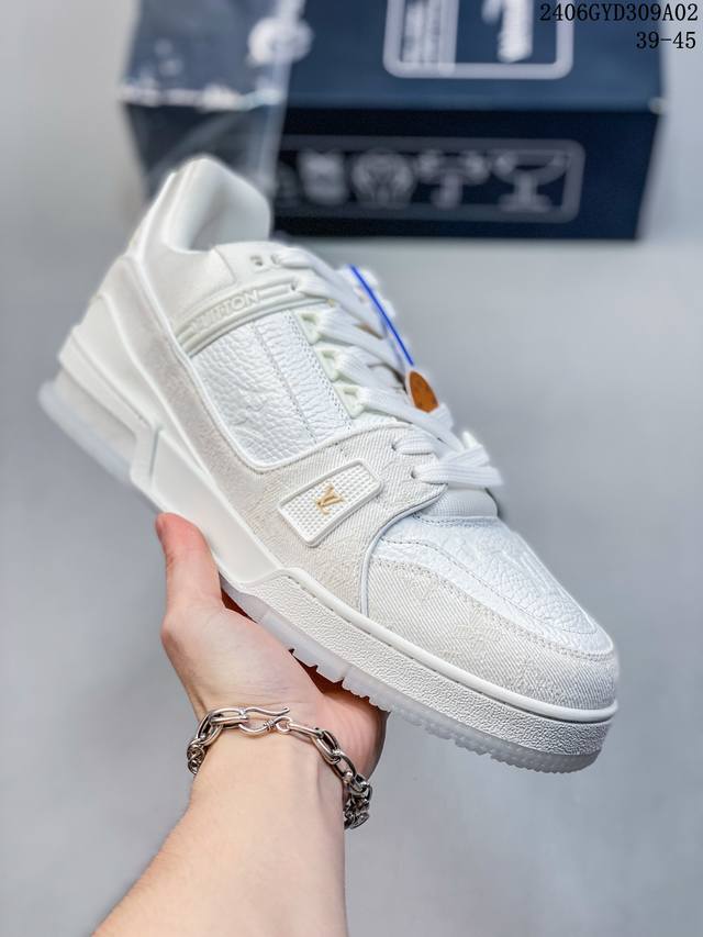 全新lv路易威登louis Vuitton Trail Sneaker Low休闲运动文化百搭篮球板鞋 致tpr光泽鞋底#耐弯折滴塑支持片#鞋垫嵌入超软脚感乳胶