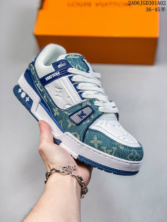 全新lv路易威登louis Vuitton Trainer Sneaker Low 篮球系列低帮百搭休闲运动文化篮球板鞋 ！ Size:36～45半 06Jgd