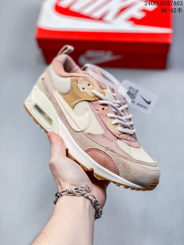 耐克nike Air Max 90 Futura Cement 解构版低帮复古百搭气垫休闲运动慢跑鞋 采用环保纤维皮革组合网眼布鞋面材质#正确air气垫pu高弹