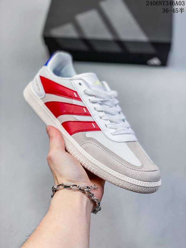 阿迪达斯三叶草adidas Originals Samba Vegan Og桑巴舞系列绅士德训足球风百搭低帮休闲运动板鞋“皮革黑白浅灰焦糖底环保标识”Ig102