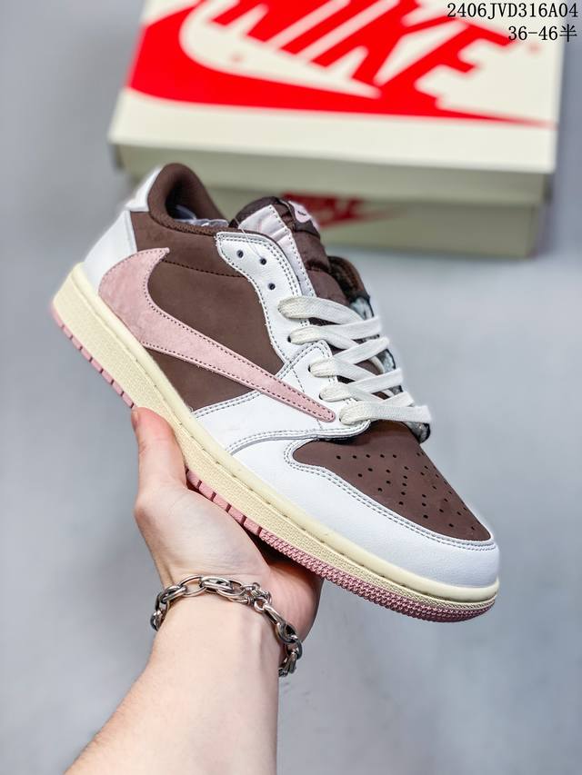 联乘当红说唱歌手 特拉维斯 斯科特travis Scott X Nike Air Jordan 1 Retro Low Og Cactus Jack Aj1乔丹