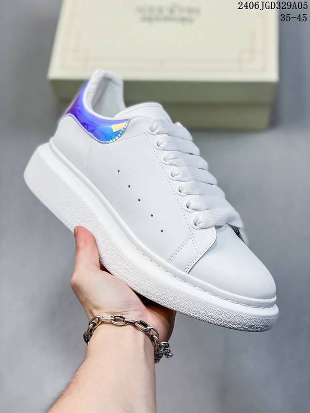 Alexander Mcqueen 麦坤亚历山大 麦昆 Sole Leather Sneakers低帮时装厚底休闲运动小白鞋。全套专柜包装物及配件 意大利进口丝