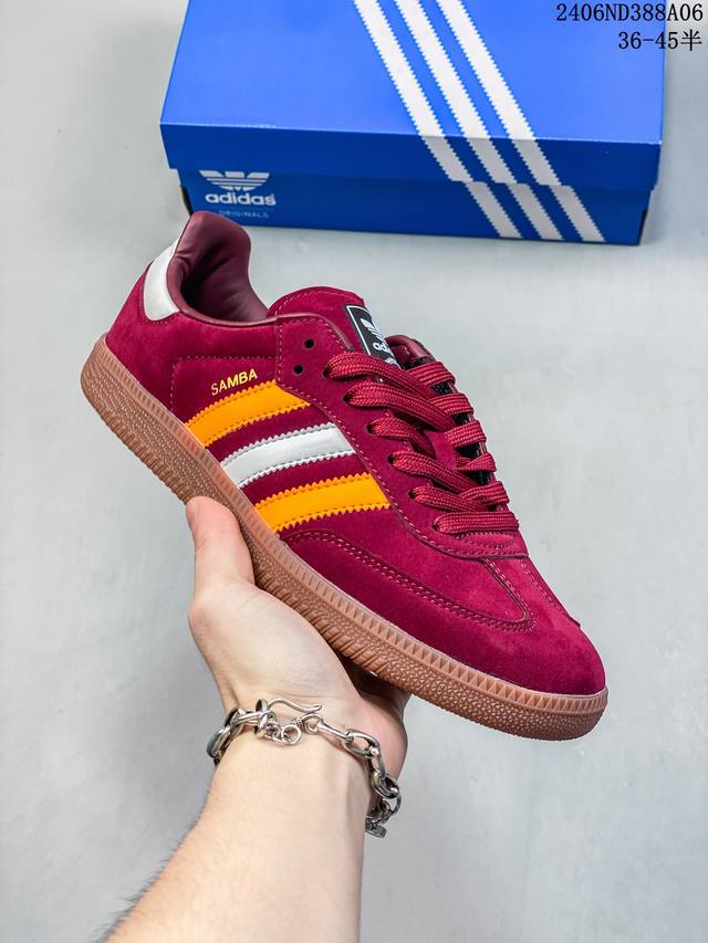 公司级阿迪达斯三叶草adidas Originals Samba Vegan Og”Spd”桑巴舞系列绅士德训足球风百搭低帮休闲运动板鞋 货号:Ih3119 尺