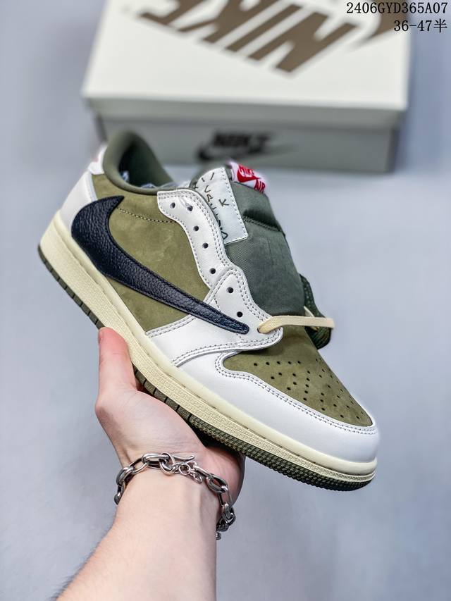 Travis Scott X Air Jordan Aj1 Low Og Sp Ts联名米绿倒钩低帮 Dm7866- 大厂血统 纯原配置 原厂采购皮料冲裁 超高