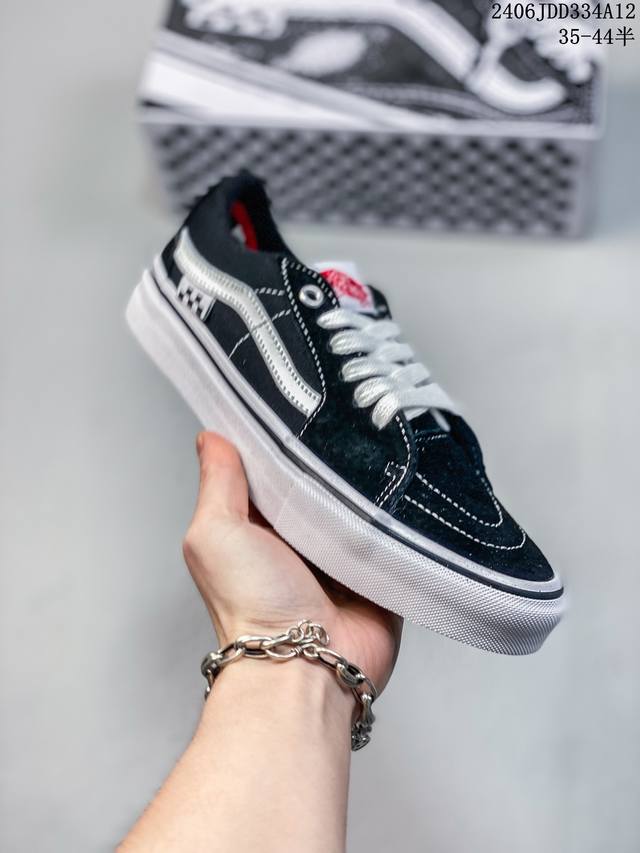 官方正确版本 鞋垫可取出 vans Sk8-Low Pro 黑白经典 侧边棋盘logo标 专业滑板鞋 鞋垫升级采用可弹性材料 可拆换 脚感舒适区别普通鞋垫 si