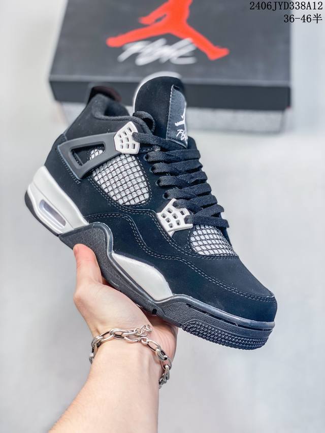 真标 耐克 Nike Air Jordan 4 Retro Og迈克尔 乔丹aj4代乔4 中帮复古休闲运动文化篮球鞋。秉承轻量化的速度型篮球鞋设计思想完成设计，