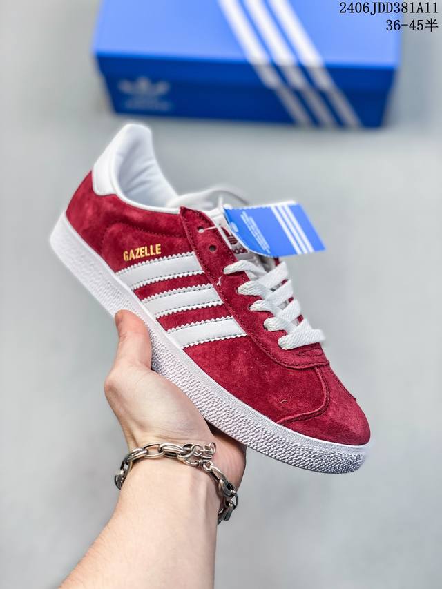 Adidas阿迪达斯gazelle三叶草绒面复古女鞋低帮休闲鞋板鞋b41645 尺码：36-45半 06Jdd381A11