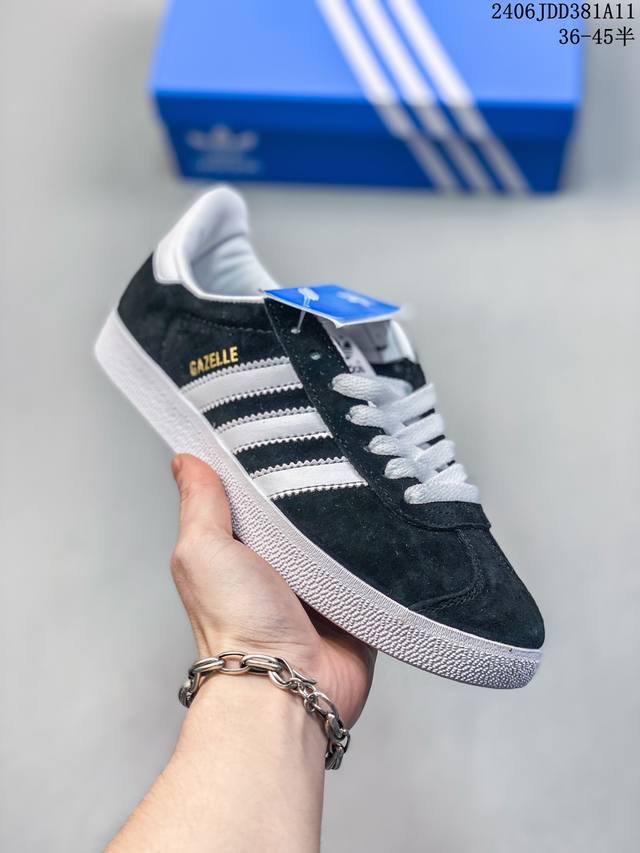 Adidas阿迪达斯gazelle三叶草绒面复古女鞋低帮休闲鞋板鞋b41645 尺码：36-45半 06Jdd381A11