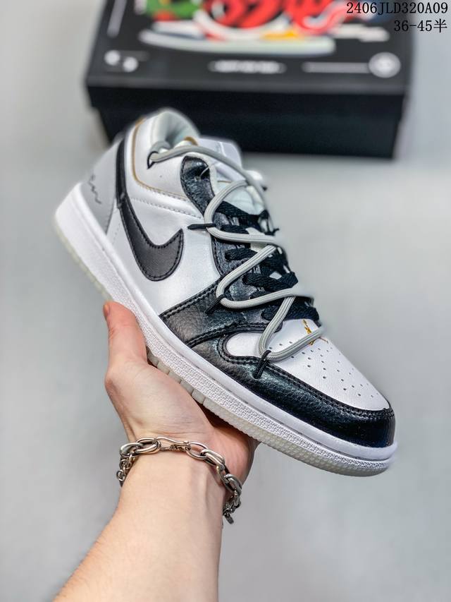 乔丹air Jordan 1 Low Aj1 Wh Lv 乔1 绑带结构低帮复古文化休闲运动篮球鞋。凭借出色的性能和吸睛的外观， Air Jordan直是风球场