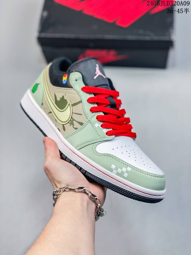 乔丹air Jordan 1 Low Aj1 Wh Lv 乔1 绑带结构低帮复古文化休闲运动篮球鞋。凭借出色的性能和吸睛的外观， Air Jordan直是风球场