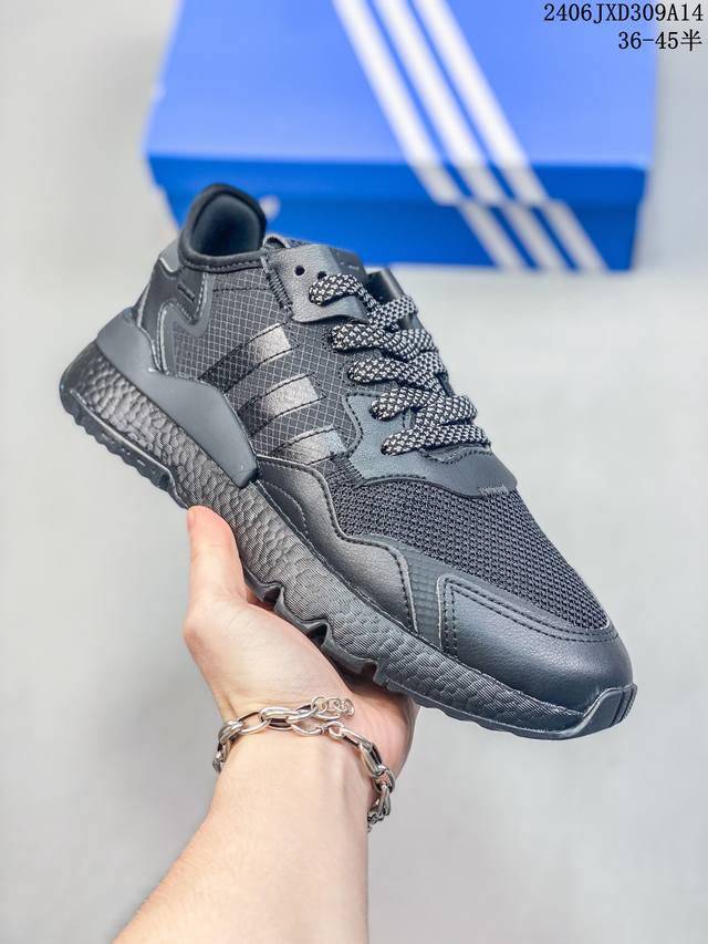 真标阿迪达斯adidas Nite Jogger 2019 Boost 夜行者新配色 复古跑鞋原厂材料 原厂大底 私家独模 网布搭配麂皮拼接打造鞋面 极具复古风