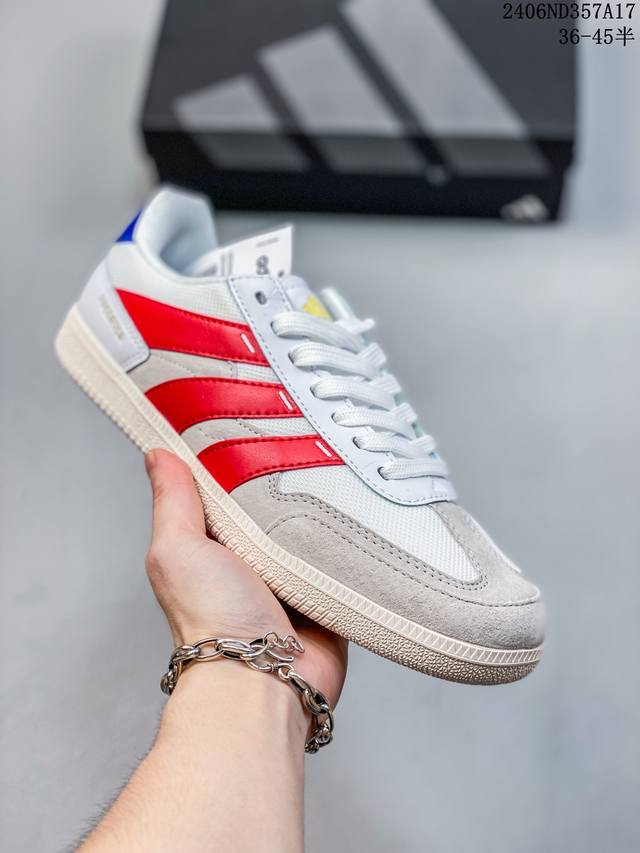 真标猪八革 阿迪达斯adidas Predator Freestyle 复古单品 展示了高质量的工艺 带有装饰的超锁缝制和无缝的手感 柔软、柔软的皮革造型和标志