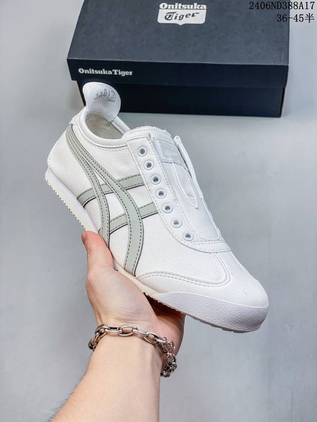 亚瑟士asics Onitsuka Tiger Slip-On鬼冢虎 一脚蹬 帆布鞋 货号：D3K0N 0143 码数：36 37 37.5 38 39 39.