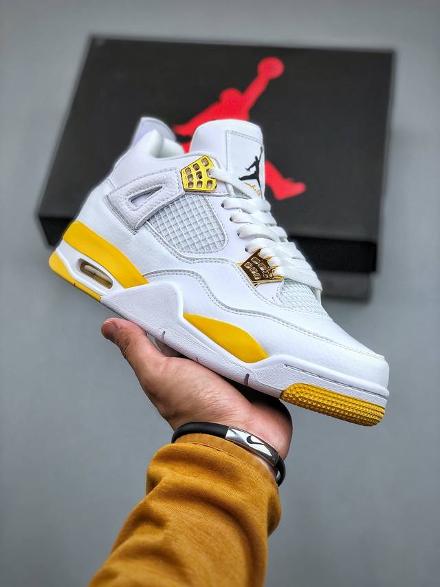 Nike Air Jordan Aj4 白黄 迈克尔 乔丹aj4代中帮复古休闲运动文化篮球鞋 Aq9129 101 尺码：36-47 半