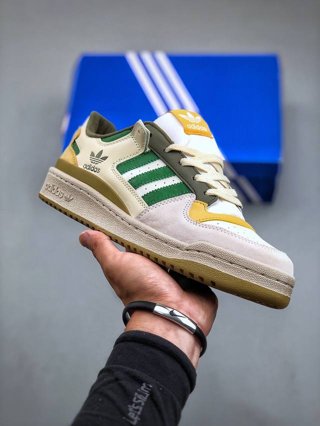 Adidas Originals Forum 84 Low Cl罗马系列低帮复古系带百搭休闲运动板鞋“奶白卡其深绿” 货号 Id6264 尺码：36-45 半