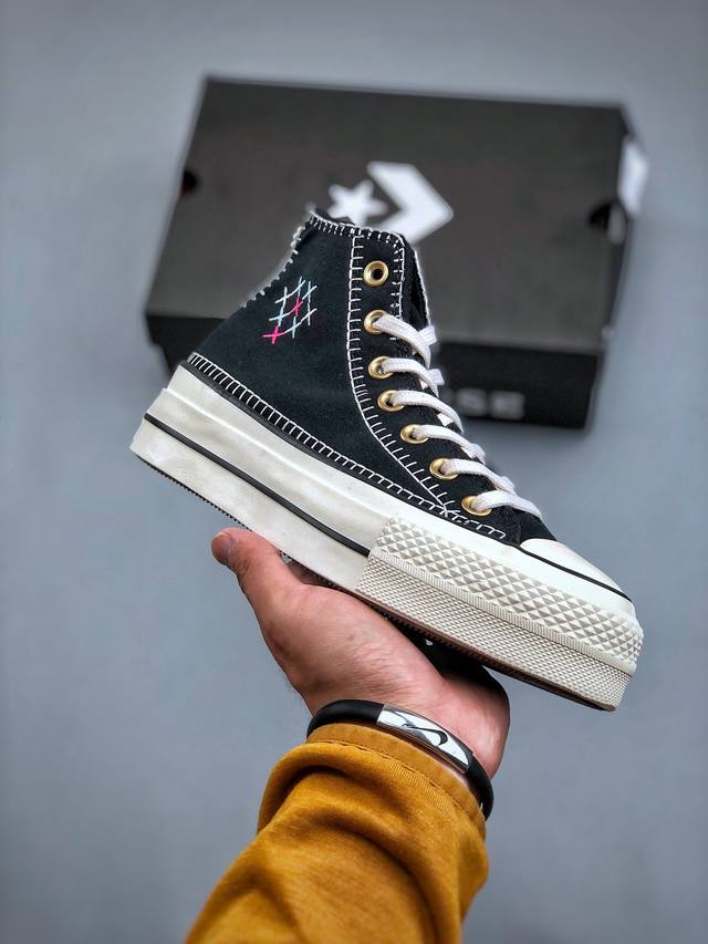 Converse All Star Lift 车缝线 新款匡威小雏菊硫化帆布鞋 a08731C 尺码：35-40 半