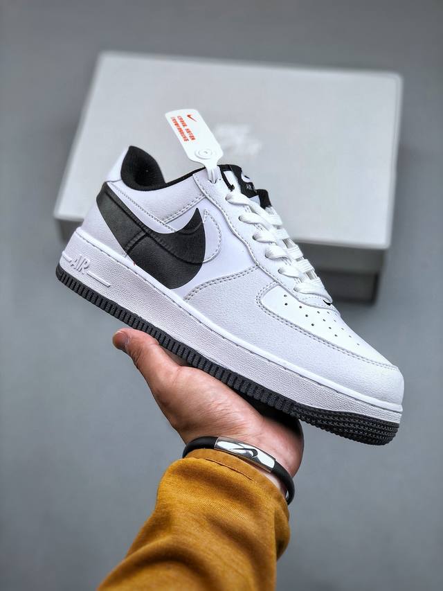 Nike Air Force 1'07 Low“皮革白黑放大钩子” 空军一号低帮休闲板鞋 Fq4118-100 #原楦原纸板 纯正版型 高清洁度 内置全掌气垫