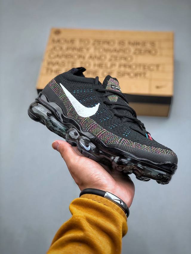 Nike Air Vapormax 2023 Flyknit Fk Black Multi-Color 2023款大气垫系列低帮针织休闲运动全掌气垫慢跑鞋“针织