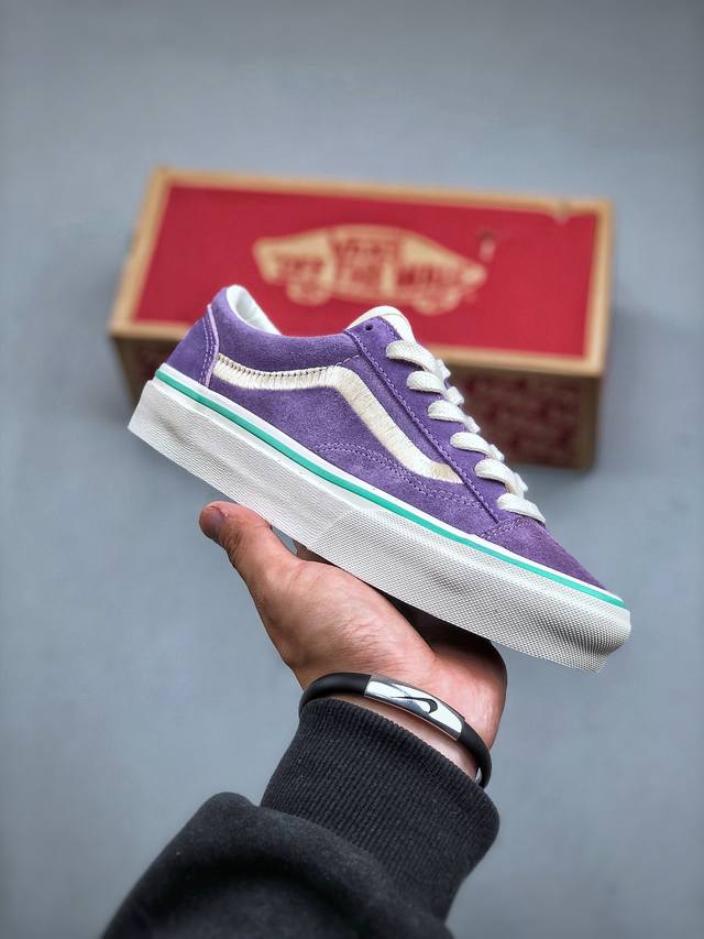 vans Vault Og Style 36 粉紫 范斯高端支线复古低帮休闲滑板鞋 鞋身内侧还新增了两个圆形的透气小孔 输出最新颖设计 立体刺绣饰条更是突显质