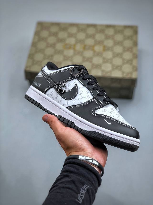 Nike Sb Dunk Low 古驰联名-暗纹双g黑勾 周年高端定制 低帮休闲板鞋 Sf1588-136 #定制鞋盒 大厂纯原品质出货 超高清洁度 皮料切割干