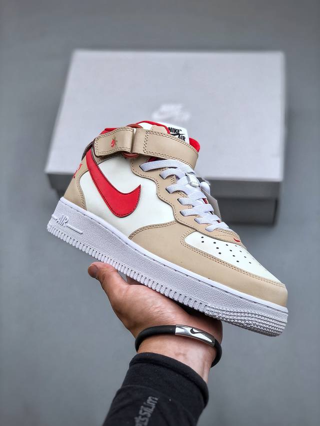 Nike Air Force 1 Mid 07白红 原楦头原纸板 打造纯正中帮空军版型专注外贸渠道 全掌内置蜂窝气垫 原盒配件 原厂中底钢印、拉帮完美 官方货号