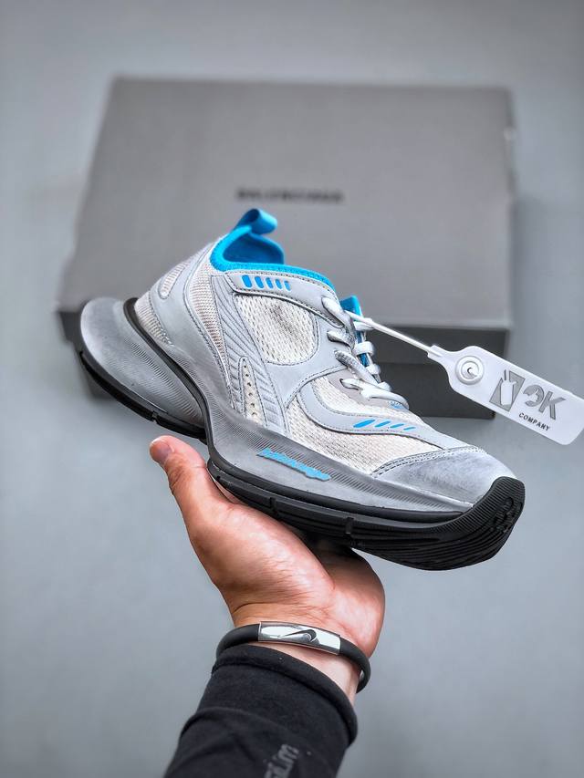 Fok版巴黎世家balenciaga Circuit Sneakers 透气网面环道系列低帮复古阔型底姥爹风潮流百搭休闲慢跑鞋休闲鞋 12.5代 13代“网织白