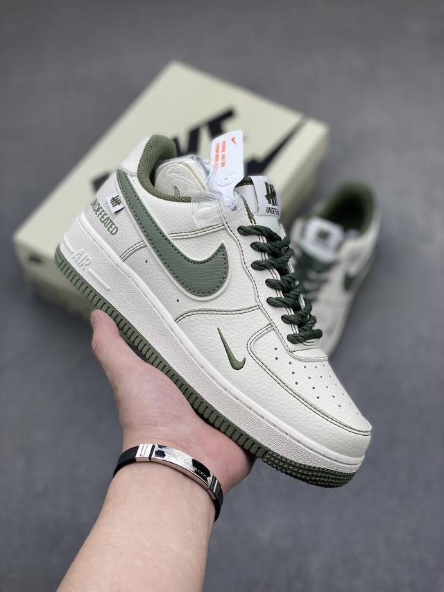 高端定制 洛杉矶潮牌店限量发售 公司级 Undefeated X Nike Air Force 1 Low 军绿 麻绳 空军一号低帮休闲板鞋 定制皮料 原装定制