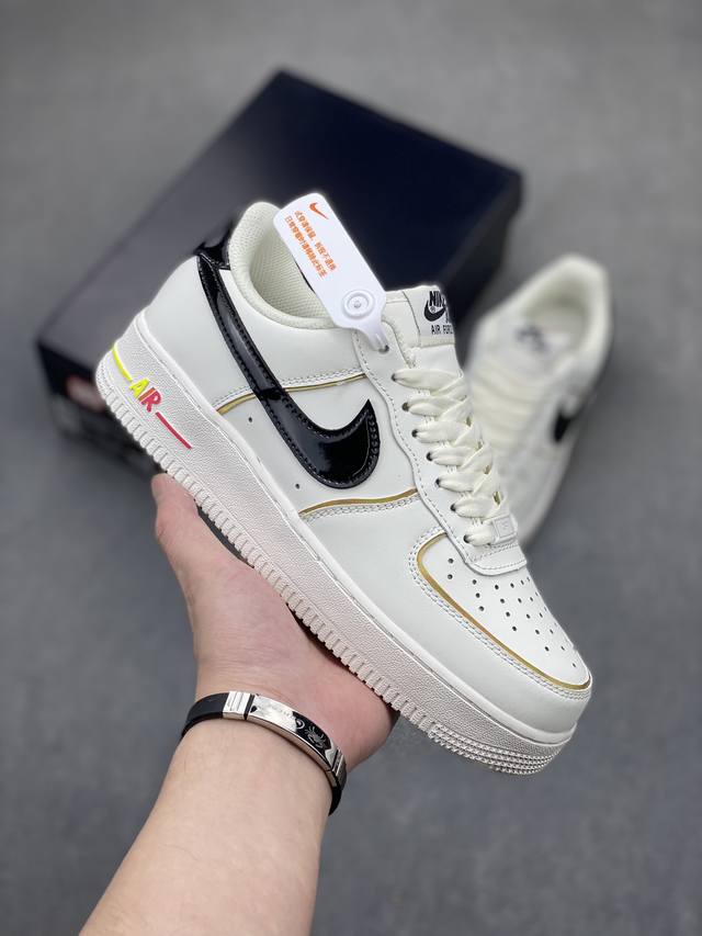 海外限量发售 公司级 Nike Air Force 1 Low 金边炫彩 空军一号低帮休闲板鞋 客供高亮3M反光 定制皮料 折边针车 工艺难度大 原楦头原纸板