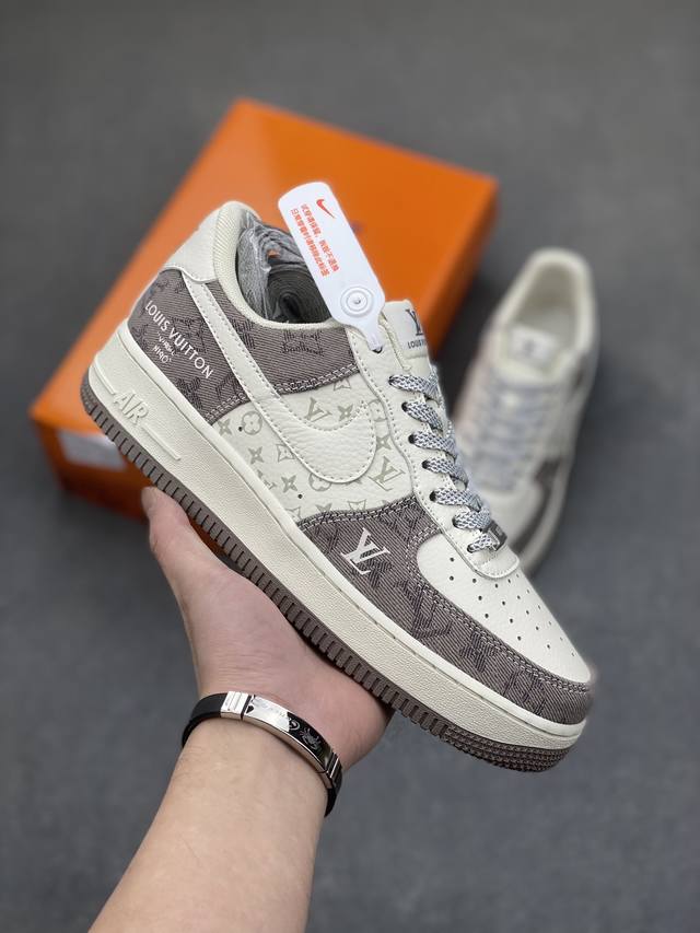 海外限量发售！公司级nike Air Force 1 '07 Low “Lv联名--荧光灰牛仔”空军一号 中帮 运动鞋 休闲鞋 折边针车 工艺难度大 原楦头原纸