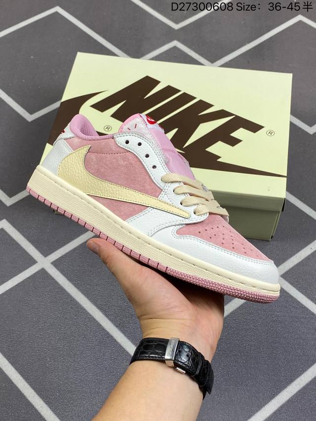 Aj1倒勾travis Scott X Air Jordan 1 ” Reverse Mocha “ Aj1乔1 Ts 闪电 联名倒钩 低帮文化篮球鞋 完美品质