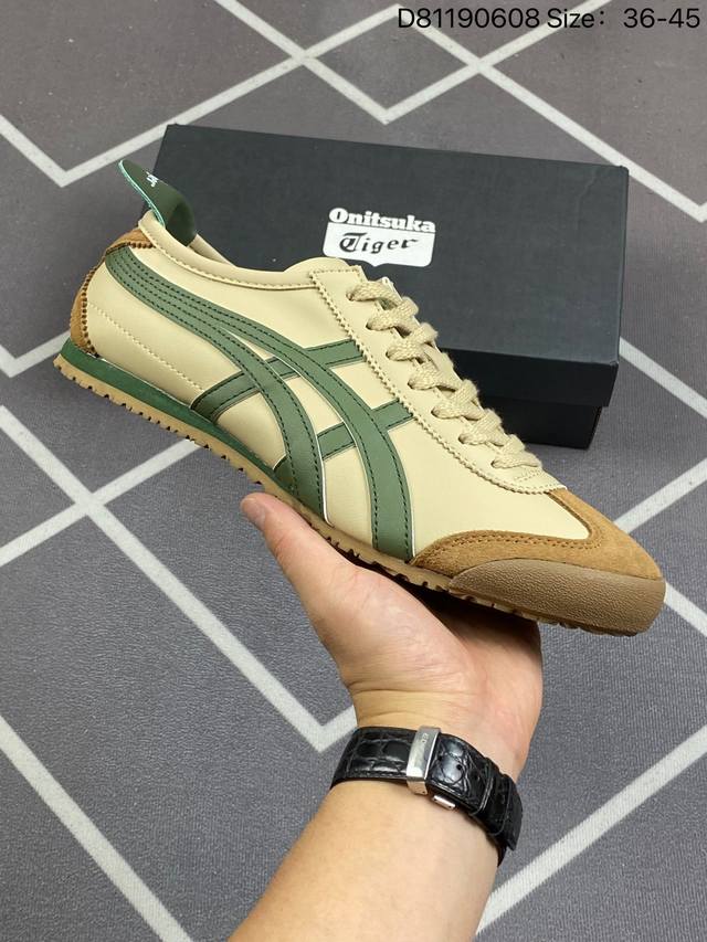 Onitsuka Tiger鬼冢虎 Mexico 66 棕绿 货号：Dl408-1785 尺码：36 37 37.5 38 39 40 40.5 41 41.5