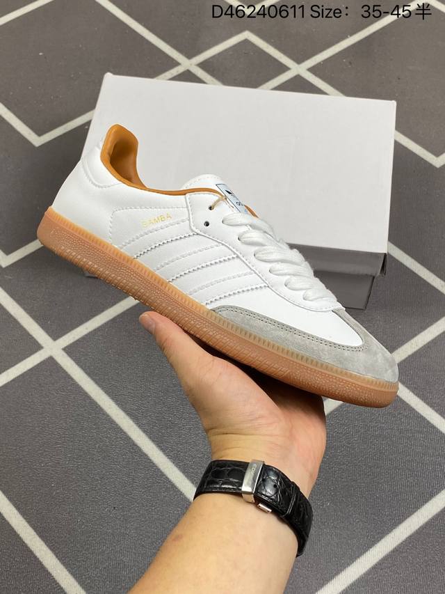 真标阿迪达斯三叶草adidas Originals Samba Vegan Og”Spd“桑巴舞系列绅士德训足球风百搭低帮休闲运动板鞋 货号:Id2865 id