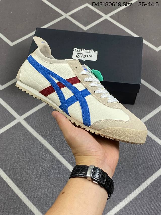 Asics Onitsuka Tiger 66周年 鬼冢虎 轻便板鞋 原装四联吊牌 中底纸板钢印 日系轻便运动鞋 货号：Th2J4L-0142 尺码：35 37