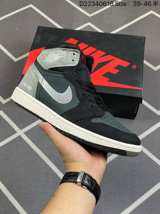 头层air Jordan 1 Element Gore-Tex Black Olive 高帮 雨鞋黑绿 Aj1 乔丹1代 Aj1 乔1 高邦 雨鞋黑绿 乔丹篮球