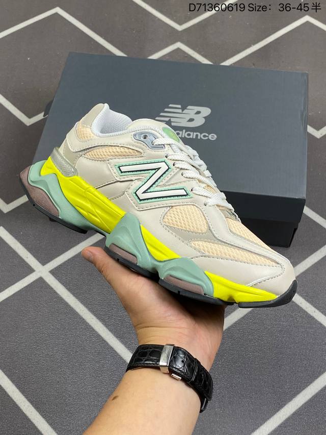 新百伦 New Balance Nb9060小象蹄男女款9060舒适百搭老爹鞋鞋面在990 的基础中进行了扩展和使用，以提供可见的运动感，中底采用 Abzorb