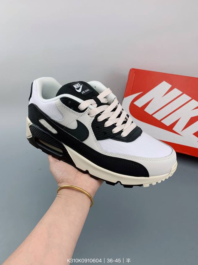 耐克nike Air Max 90 经典复古小气垫缓震跑鞋 鞋面由皮和革织物打造，犀利的条线打造出酷劲十的足视觉效果 网布鞋增面强透气性，穿着为极舒适 经可典视