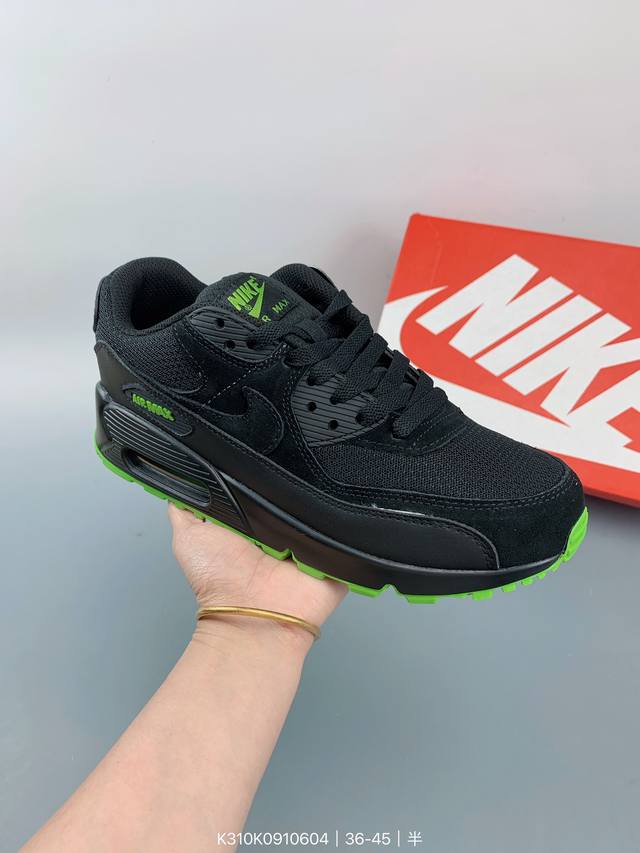 耐克nike Air Max 90 经典复古小气垫缓震跑鞋 鞋面由皮和革织物打造，犀利的条线打造出酷劲十的足视觉效果 网布鞋增面强透气性，穿着为极舒适 经可典视