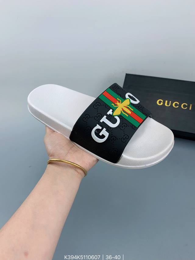 Gucci 古驰 经典意大利时装奢牌 古驰gucci Rubber Slide Sandal夏季时装周街拍穿搭潮流拖鞋 size：如图 编码：K394K5110