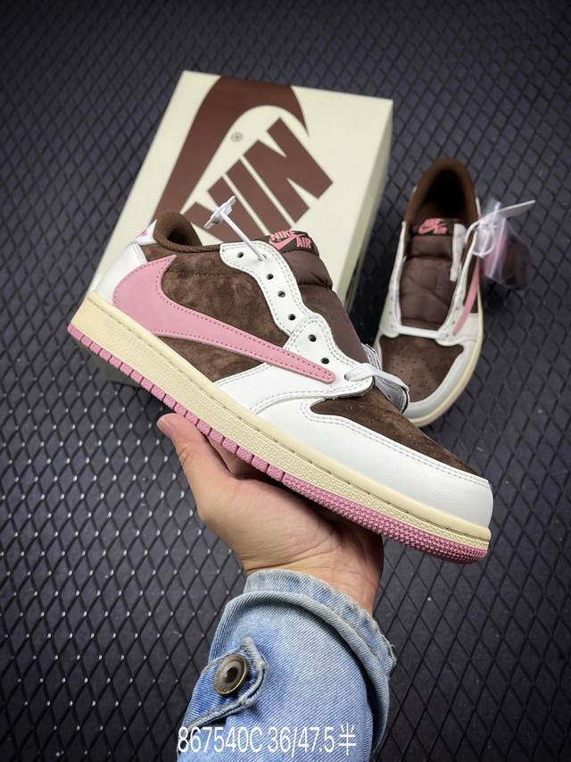 公司级aj1倒勾travis Scott X Air Jordan 1 ” Reverse Mocha “ Aj1乔1 Ts 闪电 联名倒钩 低帮文化篮球鞋 完