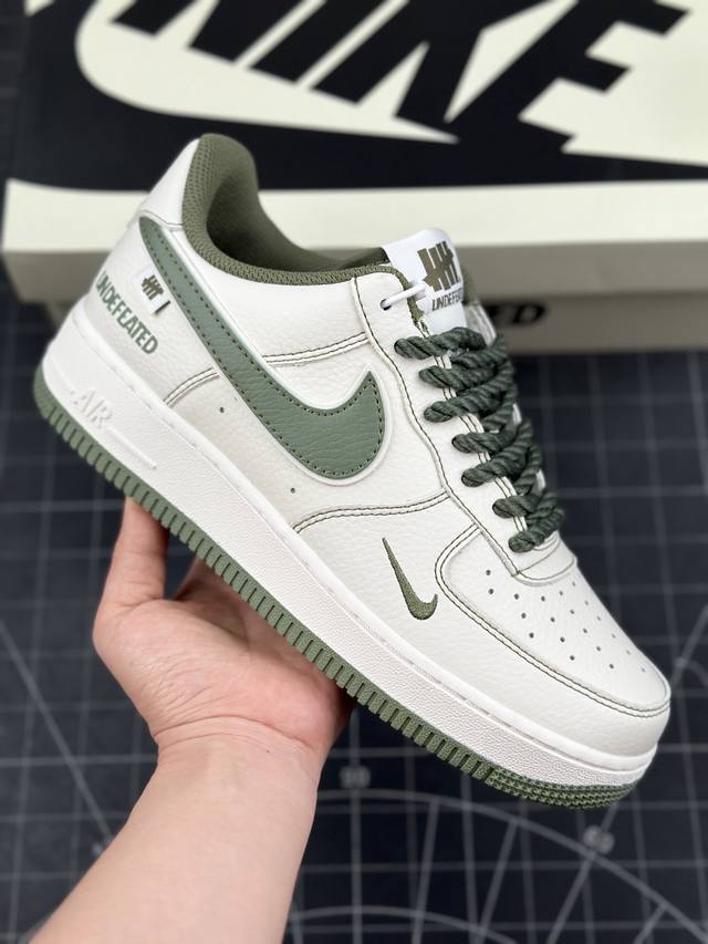 本地 核心私 公司级 Undefeated X Nike Air Force 1 Low 军绿 麻绳 空军一号低帮休闲板鞋 定制皮料 原装定制鞋盒 炫彩反光 细