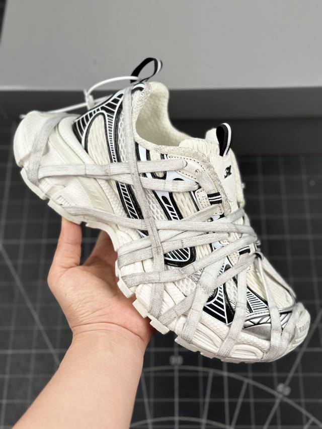 本地 核心私 Ok版 法国高端奢侈品牌-巴黎世家balenciaga 3Xl Sneakers 3+系列 网织做旧绑带低帮复古阔型底姥爹风潮流百搭休闲慢跑鞋 b