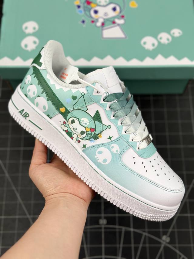 本地 核心私 doraemon X Nk Air Force 1'07 Low 小巫女联名款 骷髅头 渐变白绿 空军一号低帮休闲板鞋 #定制皮料 纯正空军板型