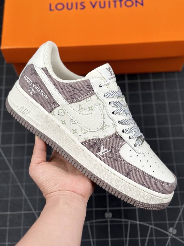 本地 核心私 公司级nike Air Force 1 '07 Low “Lv联名--荧光米棕牛仔”空军一号 中帮 运动休闲鞋 折边针车 工艺难度大 原楦头原纸板